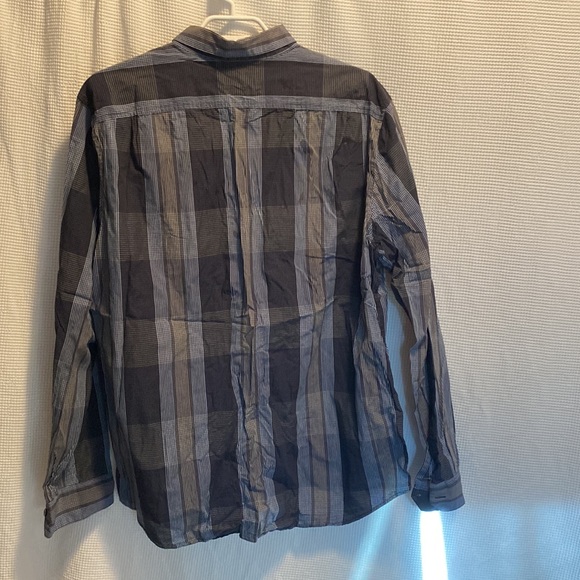 DKNY blue and grey plaid long sleeve button down shirt - Picture 2 of 8